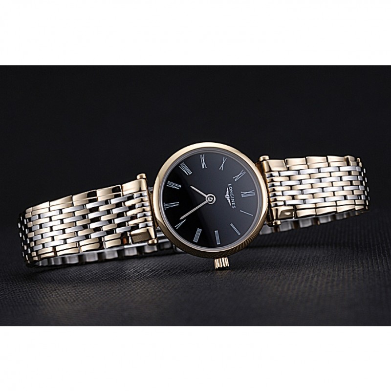 Longines La Grande Classique Two Tone Band Black Dial Femme 622098-3