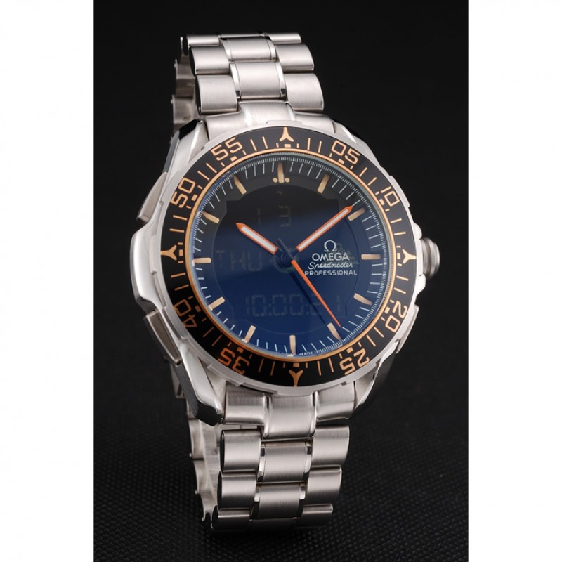 Luxury Omega Speedmaster Skywalker X-33 Black Dial Orange On Black Bezel Stainless Steel Case And Bracelet-2