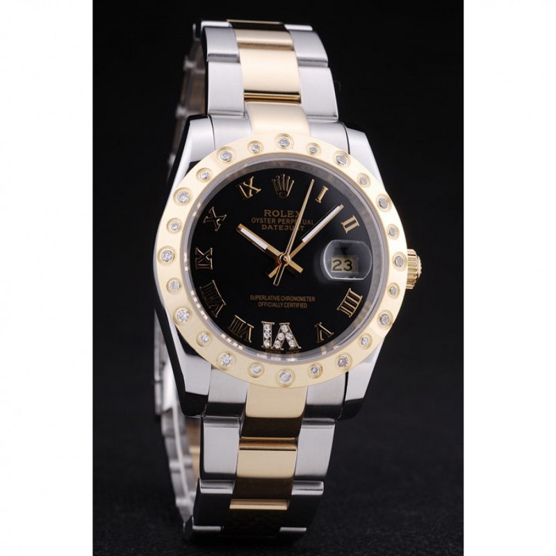 Rolex Datejust Diamond Bezel Black Dial 7463-2