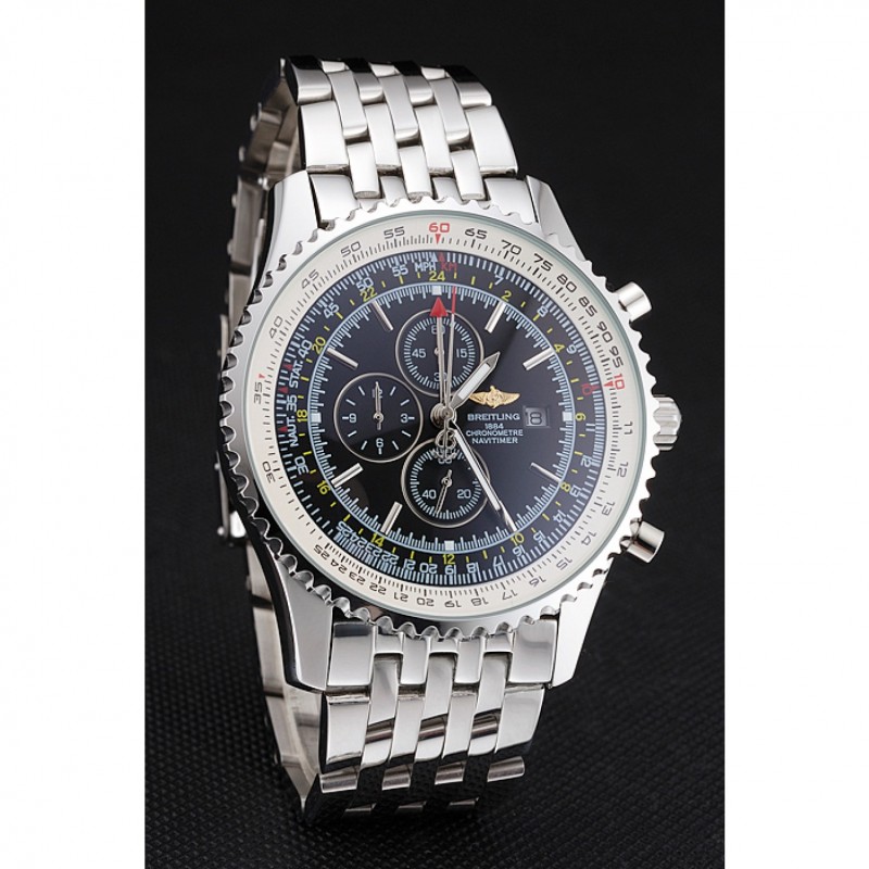 Breitling Navitimer World Black Dial Stainless Steel Bracelet 622512-1