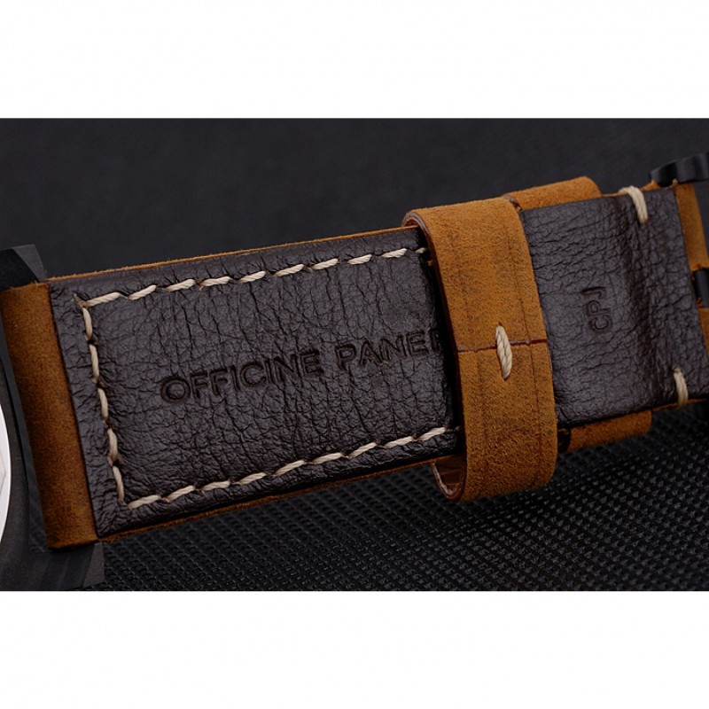 Swiss Panerai Luminor Marina Black Dial Black Case Brown Leather Strap-6