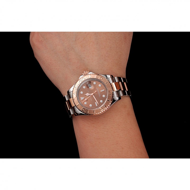 Rolex Yacht Master Rose Gold Dial Two Tone Stainless Steel Bracelet 1453864-8