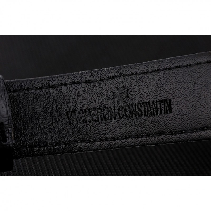 High Quality Replica Watches Swiss Vacheron Constantin Traditionnelle Day Date White Dial Black Leather Bracelet 1453987-5