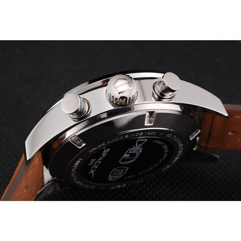 Tag Heuer Carrera SpaceX Silver Bezel with Black Dial and Light Brown Leather Strap tag265 621536-8