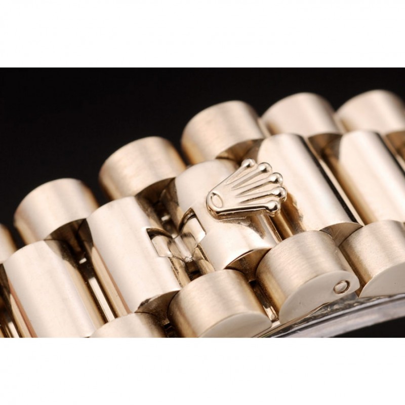 High End Replica Watches Rolex DayDate Gold Stainless Steel Ribbed Bezel Goldish Dial 41979-4