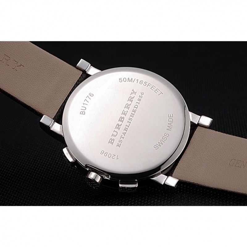 Cheap Replica Watches Burberry The City Classic Chronograph Silver Dial Smoked Trench Bracelet 622572-6