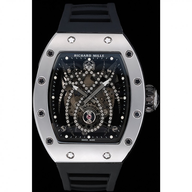 Richard Mille Tourbillion Spider RM 19-01 Silver Case Black Rubber Bracelet 1454256-1
