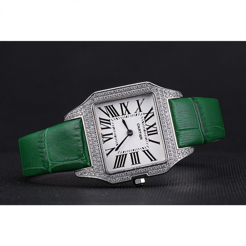 Cartier Santos 100 Diamond Silver Bezel 621914-3