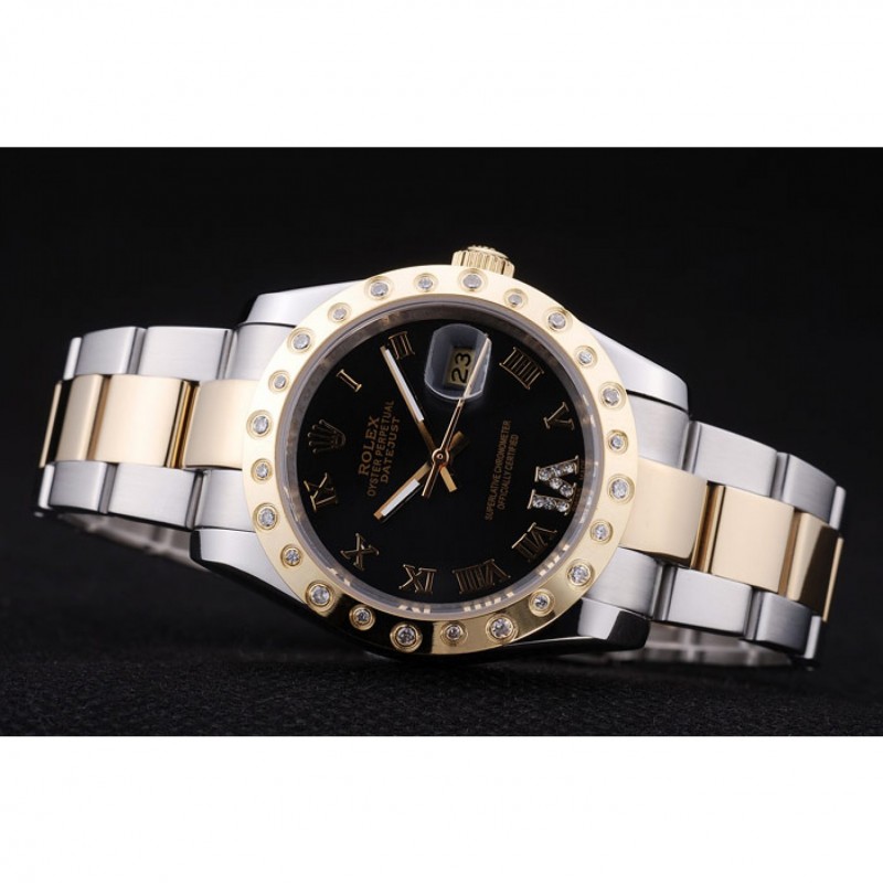 Rolex Datejust Diamond Bezel Black Dial 7463-4