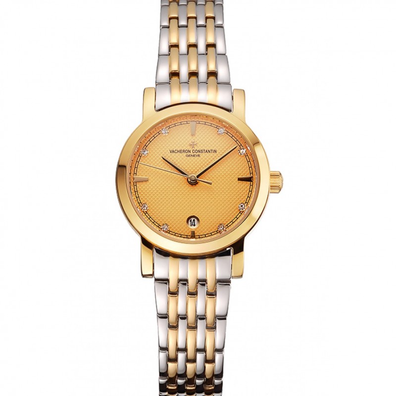 AAA Replica Watches Vacheron Constantin Fine Gold Dial With Diamonds Gold Case Two Tone Bracelet-0