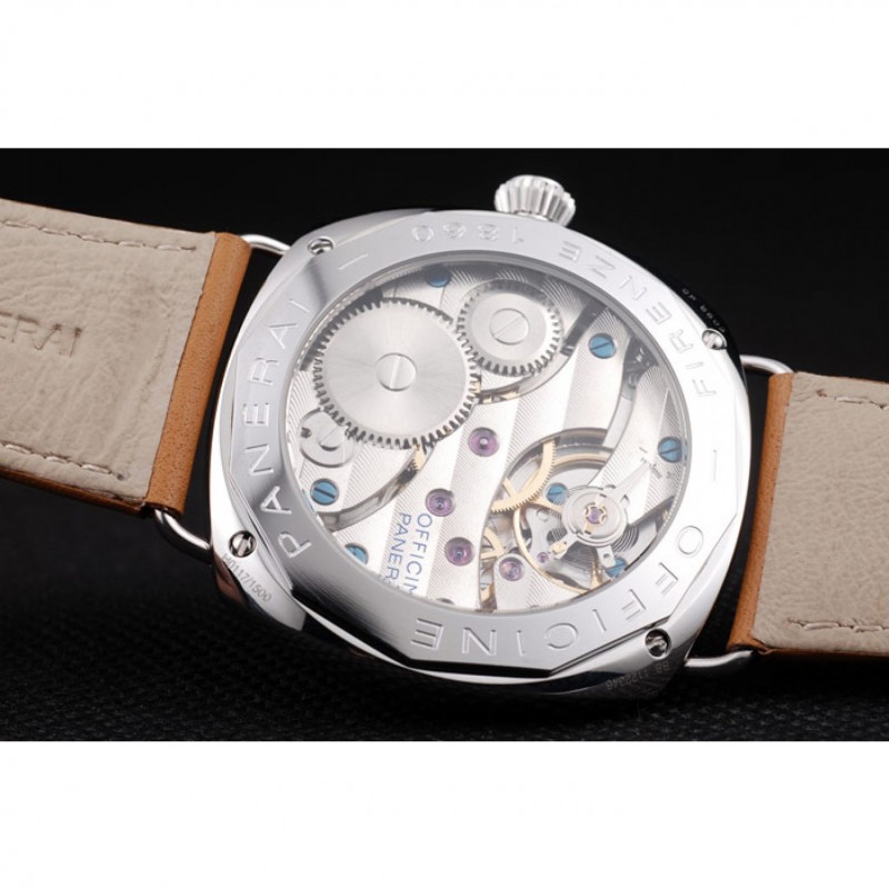 Panerai Radiomir Polished Stainless Steel Case Black Dial Brown Leather Strap 98160-6