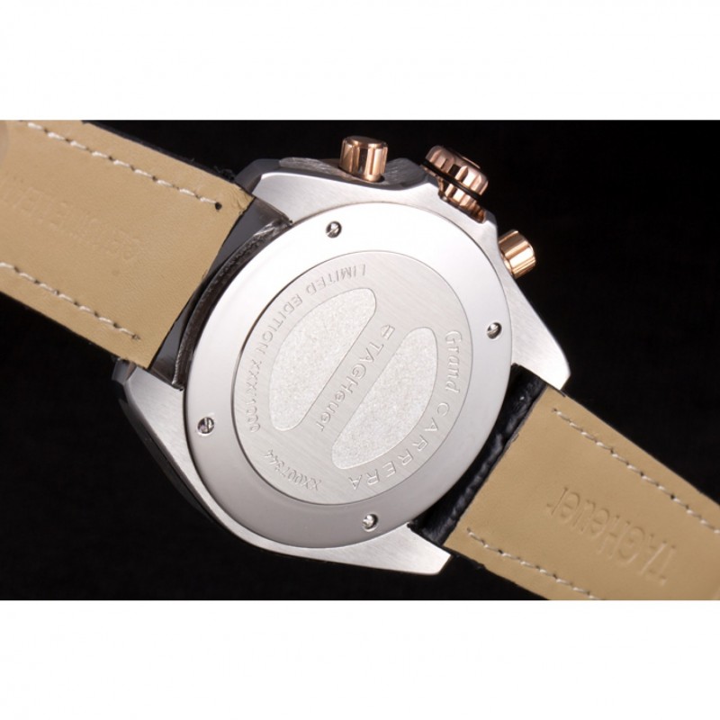 Tag Heuer Carrera Stainless Steel Case Black Dial Black Leather Strap-8