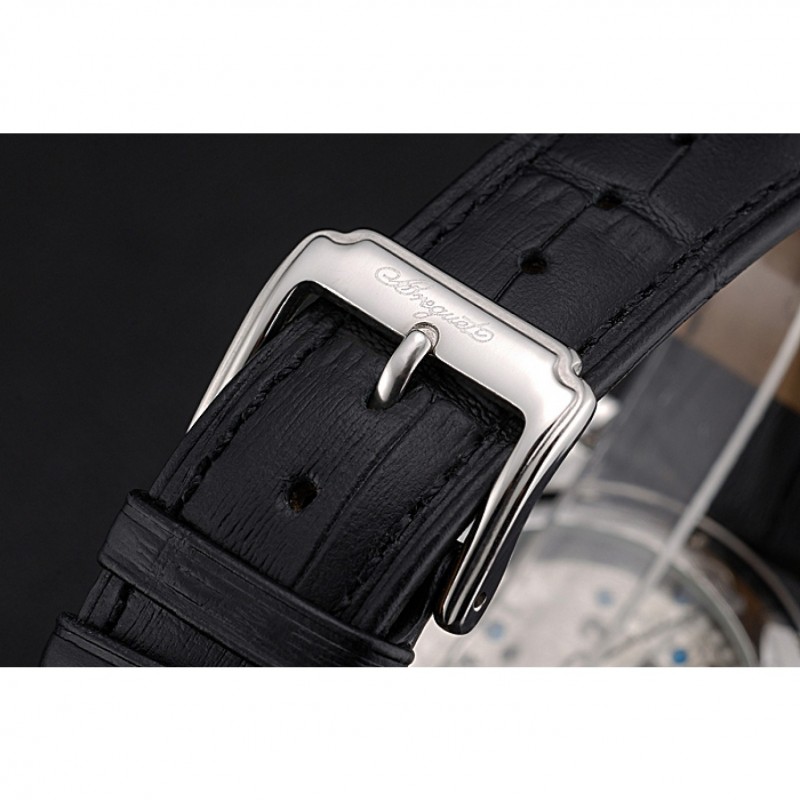 Breguet Duo Tourbillon Silver Case White Dial Black Leather Bracelet 622622-6