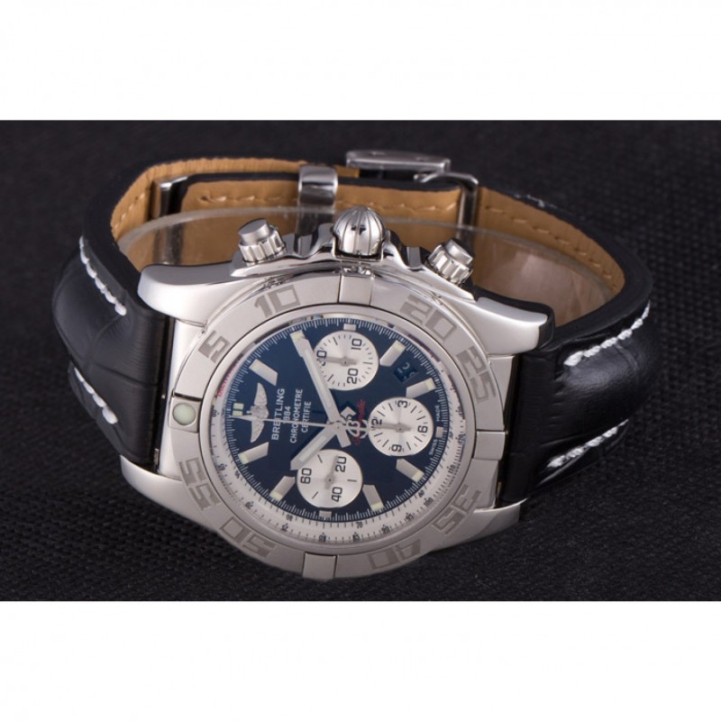Swiss Breitling Chronomat Black Dial with Black Leather Band 621520-4