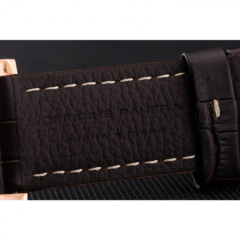 Swiss Panerai Luminor Brown Dial Rose Gold Case Brown Leather Strap 1453841-6