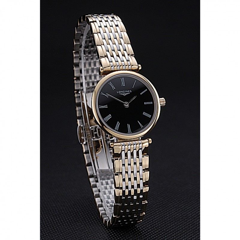 Longines La Grande Classique Two Tone Band Black Dial Femme 622098-2