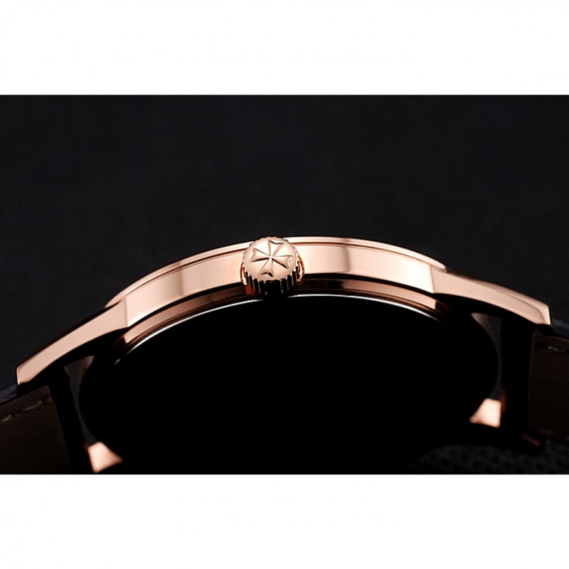 High End Replica Watches Vacheron Constantin Patrimony Chronometre Royal Black Dial Rose Gold Case Black Leather Strap-8