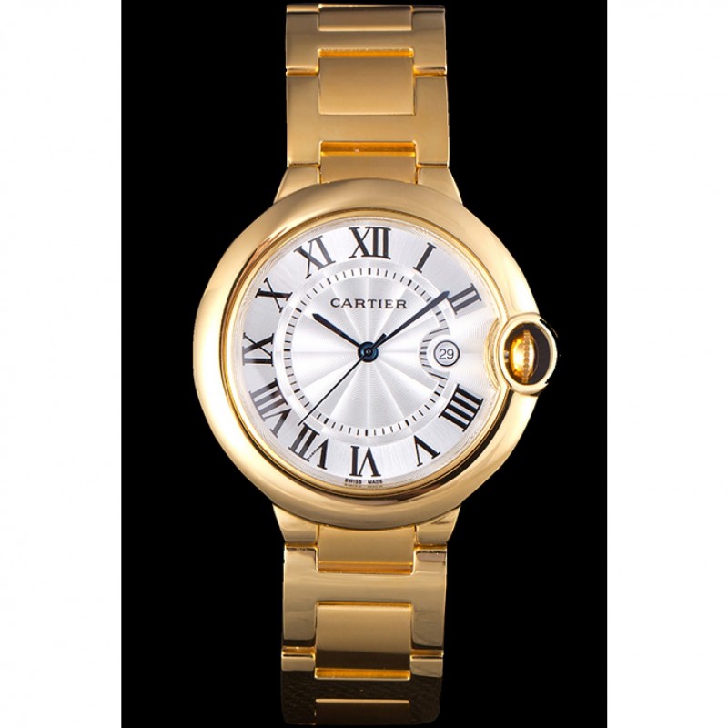 Cartier Ballon Bleu 42mm White Dial Gold Case And Bracelet-1