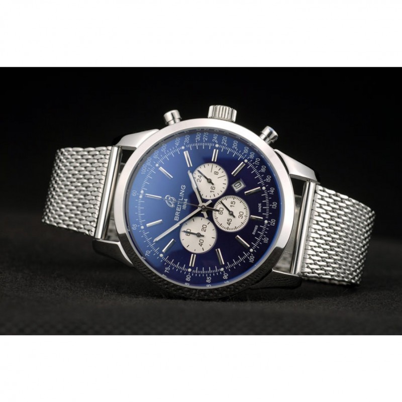 Breitling Transocean Stainless Steel Case Blue Dial-3