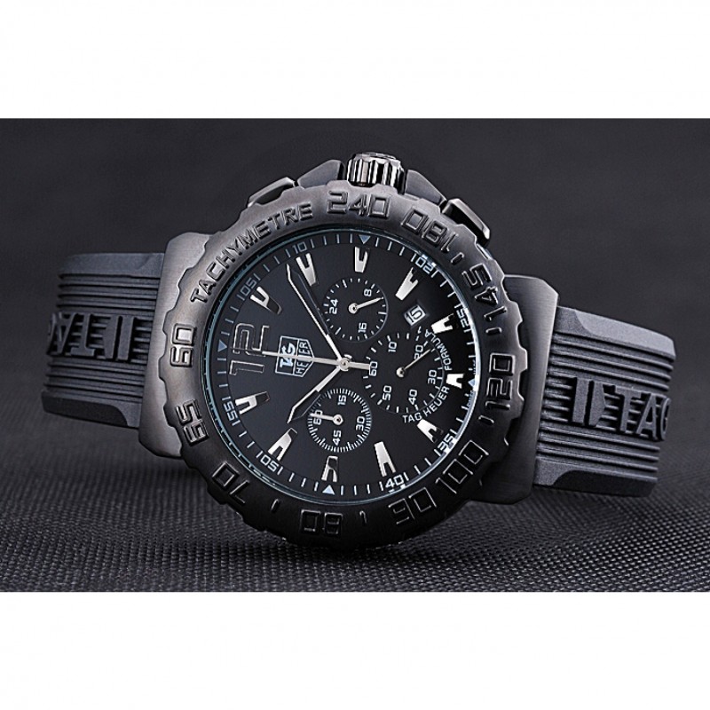 High End Tag Heuer Formula 1 Chronograph Black Dial Black Bezel White Numerals 622409-4