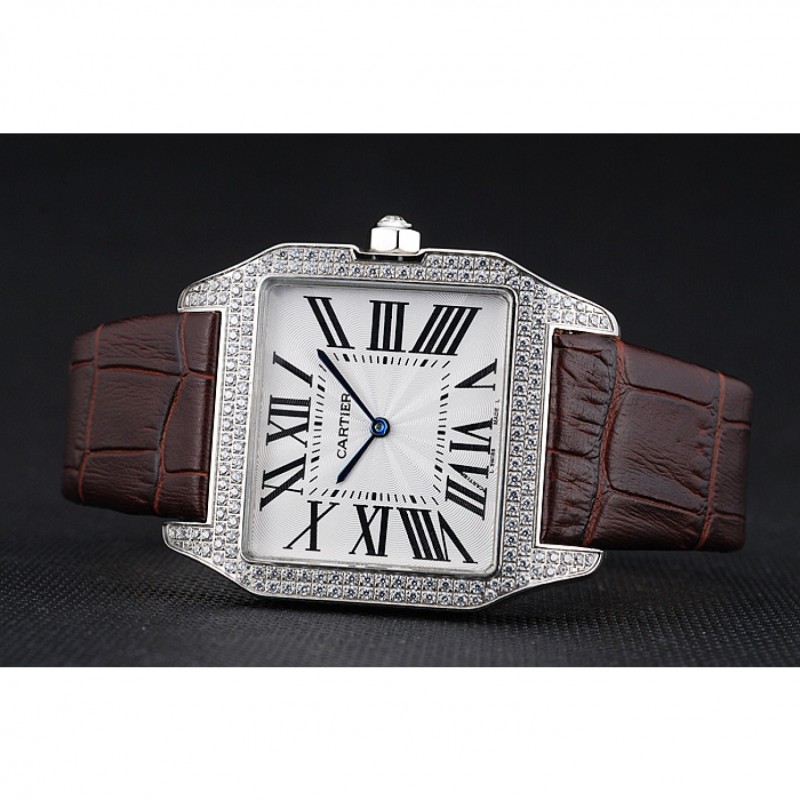 Cartier Santos 100 Diamond Silver Bezel 621926-3