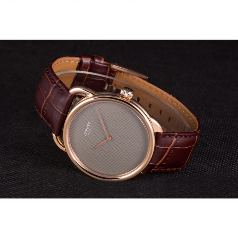 High Quality Replica Watches Hermes Classic Croco Leather Strap Silver Dial 801395-5