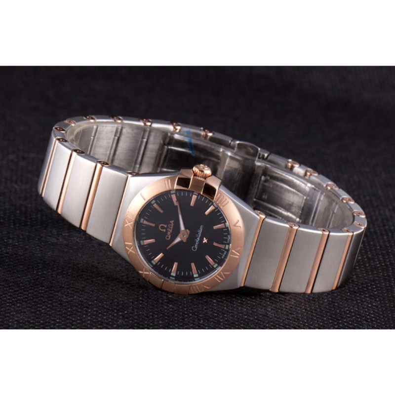 Omega Constellation Rose Gold Bezel Two Tone Band som100 621480-4