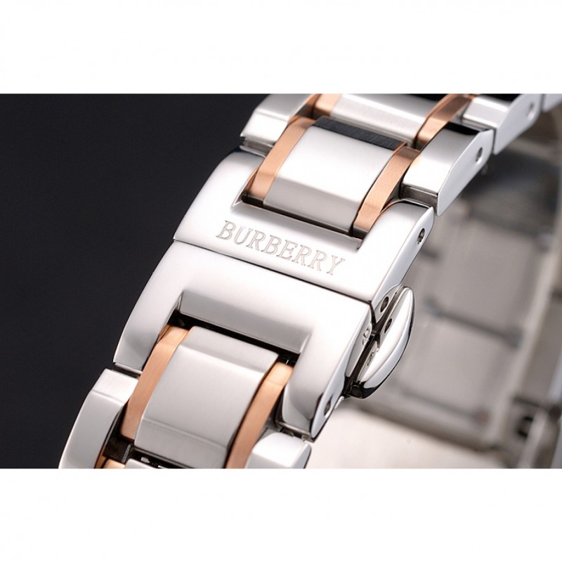 Burberry The City Black Dial Rose Gold Diamond Bezel Stainless Steel Case Two Tone Bracelet-5