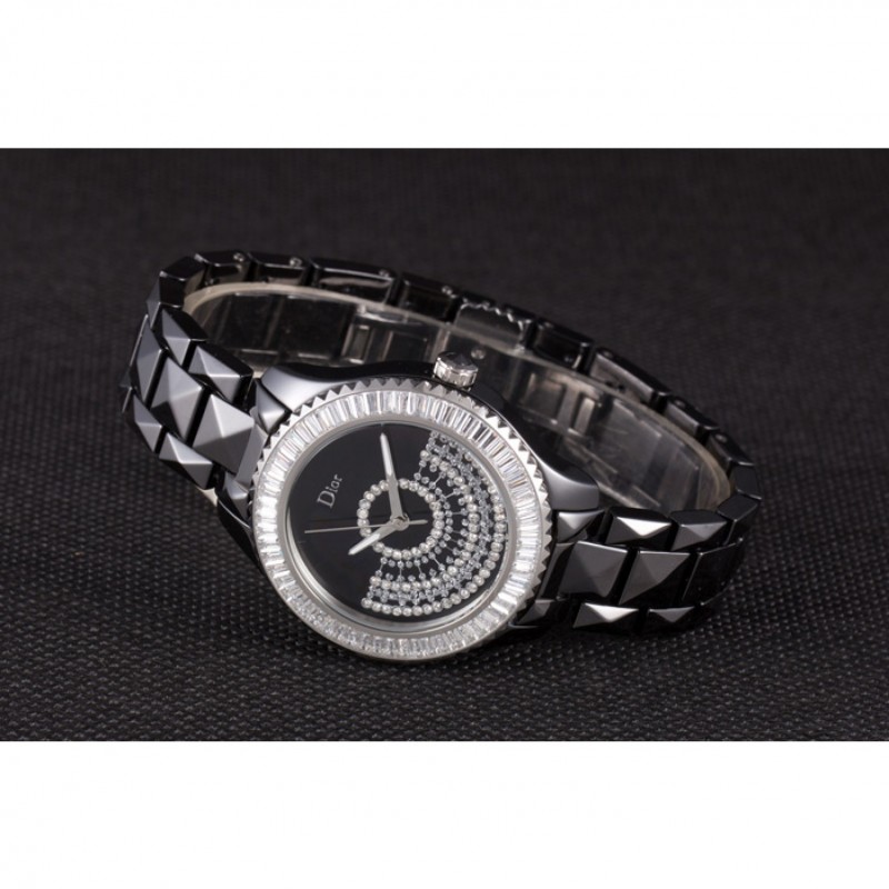 Dior VIII Baguette Cut White Diamonds with Diamond Encrusted Dial cd13 621366-4