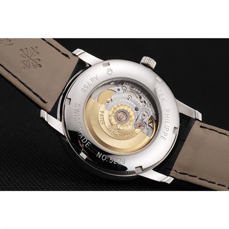 Swiss Patek Philippe Multi-Scale Chronograph White Dial Stainless Steel Case Black Leather Strap-7