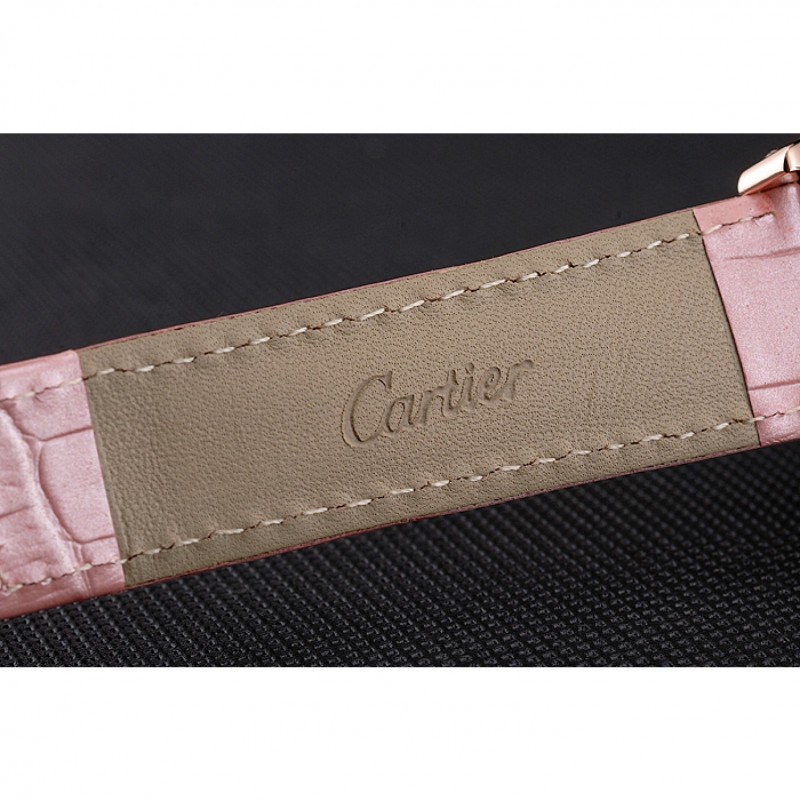 Best Replica Watches Cartier Tortue Perpetual Calendar White Dial Gold Case Pink Leather Strap-7