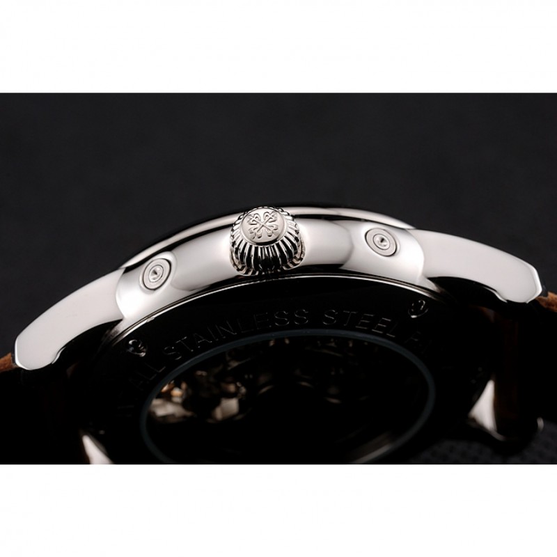 Patek Philippe Grand Complications GMT Moonphase Tourbillon Black Dial Stainless Steel Case Brown Suede Leather Strap 1453822-8