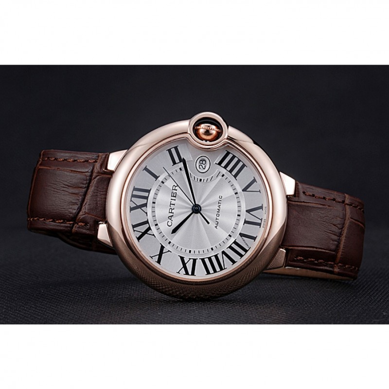 SS Replica Watches Swiss Cartier Ballon Bleu Brown Leather Bracelet 622064-4