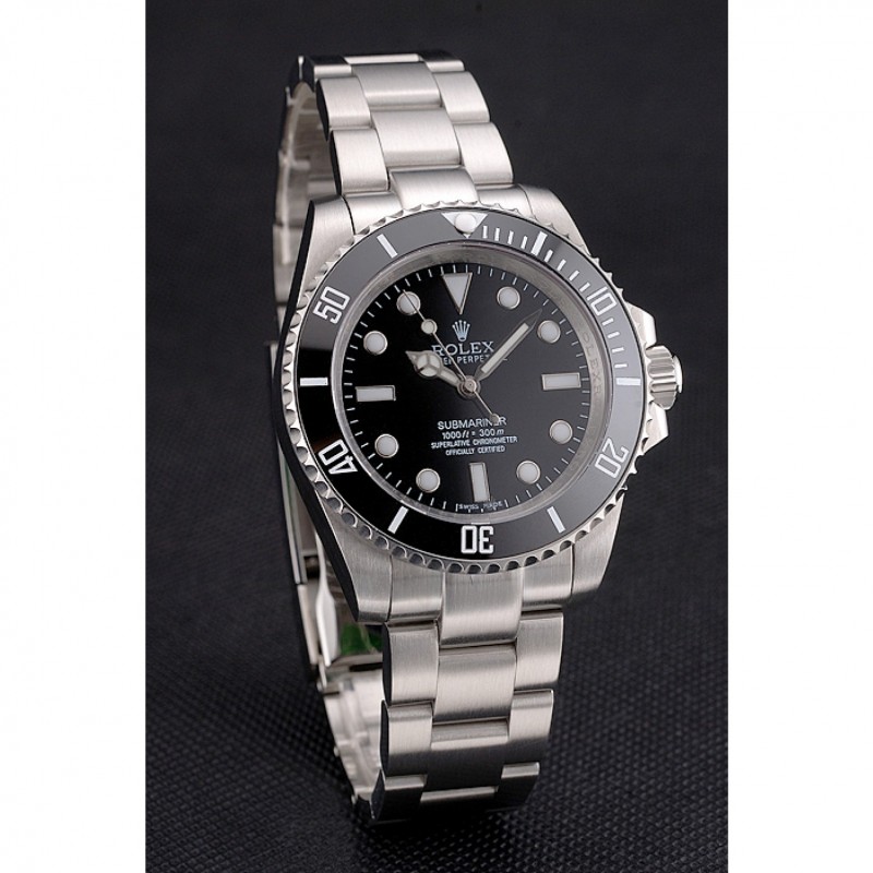 Swiss Rolex Submariner No Date Black Dial And Bezel Stainless Steel Case And Bracelet-2