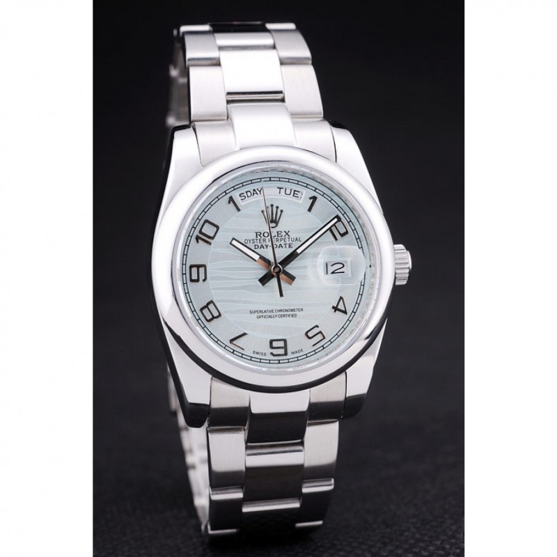 Rolex DayDate Polished Silver Bezel White Dial 7470-2