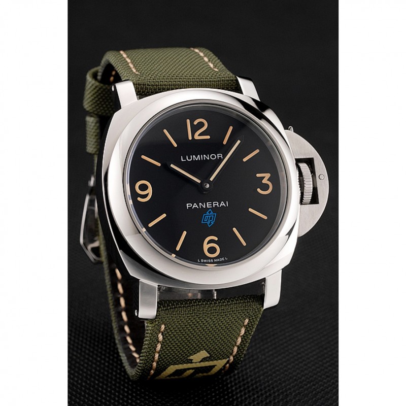 Panerai Luminor Base Logo Acciaio Black Dial Green Bracelet 1454013-1
