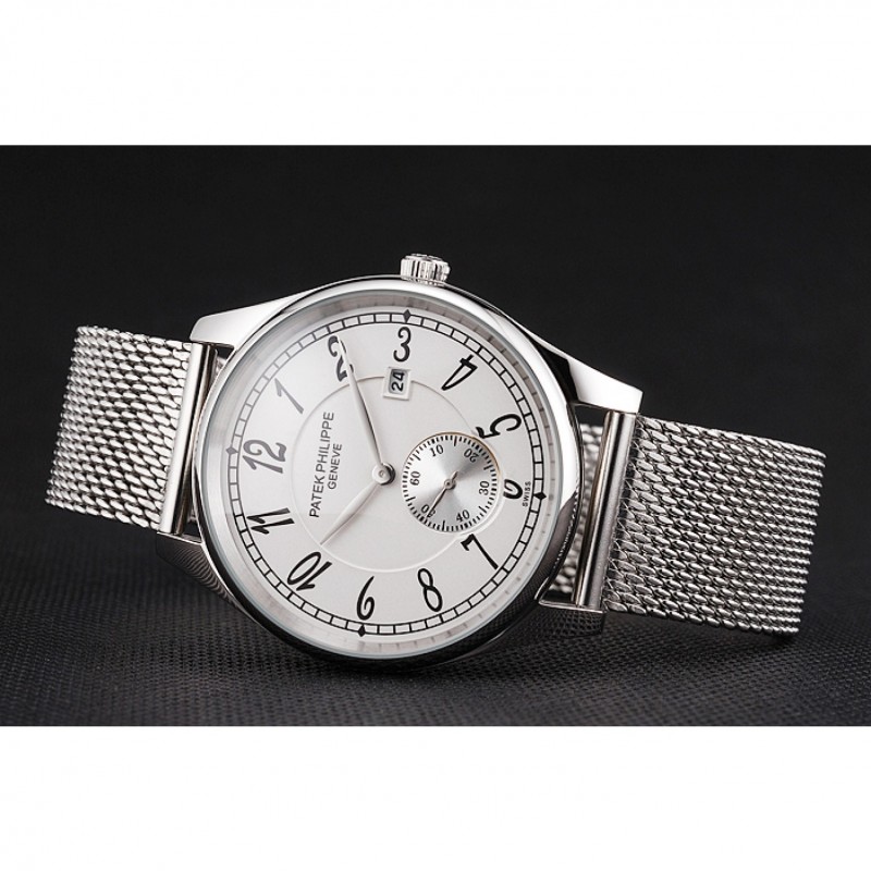 Patek Philippe Calatrava Small Seconds White Dial Stainless Steel Case And Bracelet-3