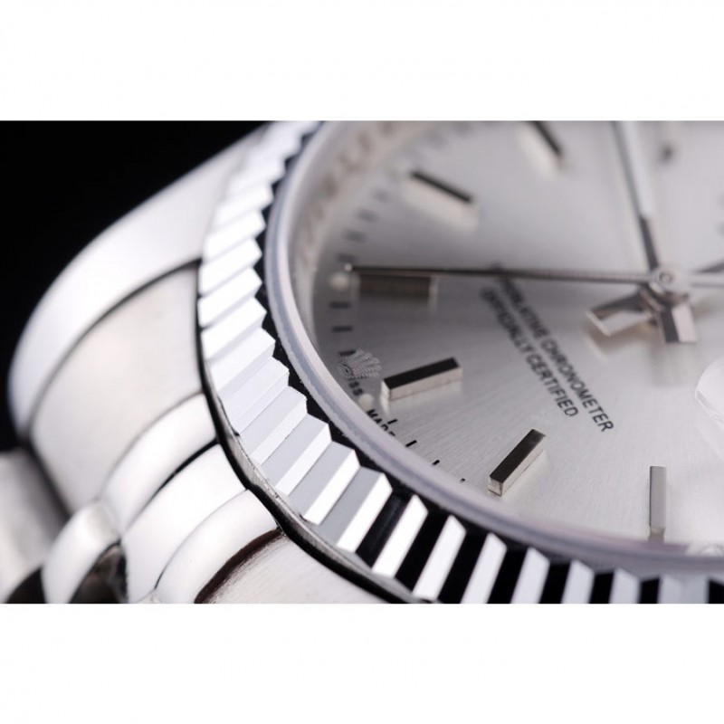 Luxury Rolex Datejust Silver Dial Ribbed Bezel 7457-8