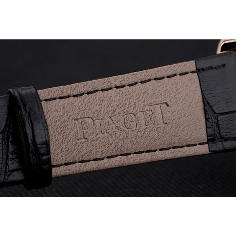 Piaget Altiplano Date Black Dial Rose Gold Case Black Leather Strap-6