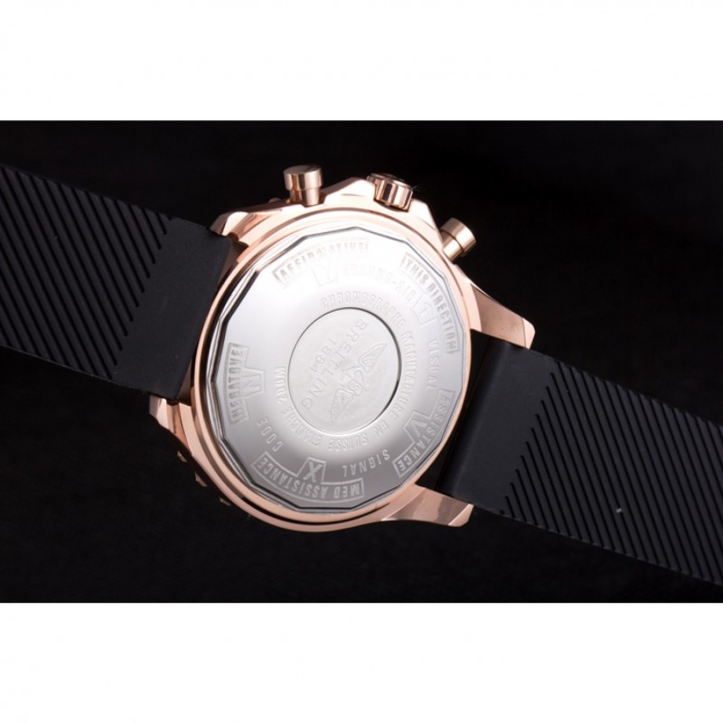 Breitling Navitimer Rosegold Bezel Rubber Strap Black Dial-8