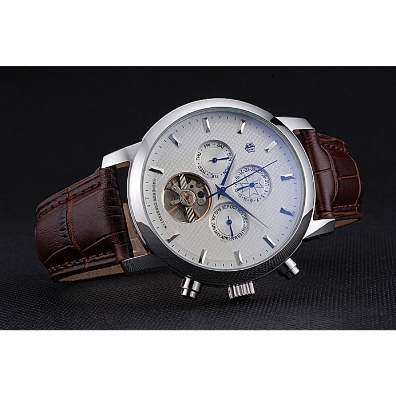 Vacheron Constantin Patrimony Traditionnelle Silver Case Brown Leather Strap 622304-3
