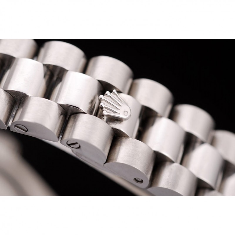 High End Replica Watches Rolex DateJust Brushed Stainless Steel Diamond Plated Case White Dial Diamond Plated Bezel-4