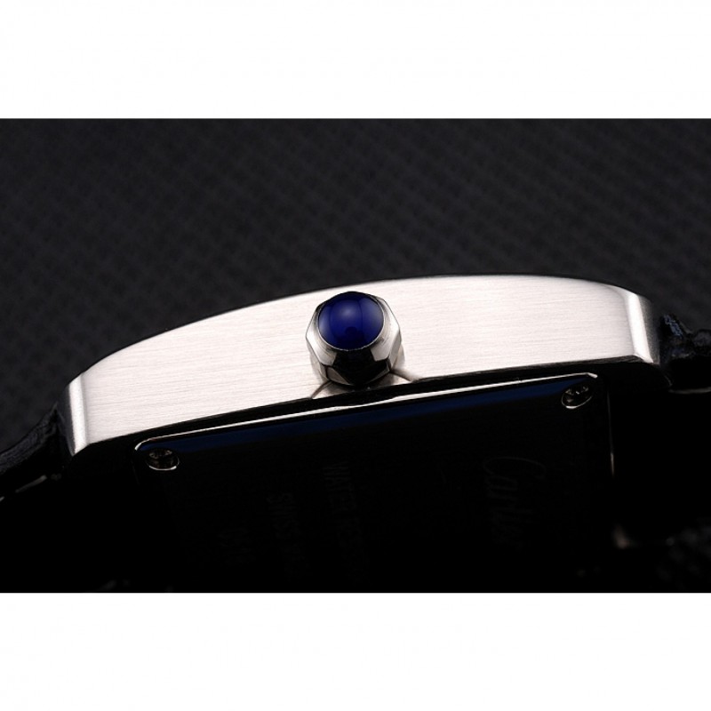 Cartier Tank MC Stainless Steel Case Black Dial Black Leather Strap 622174-8