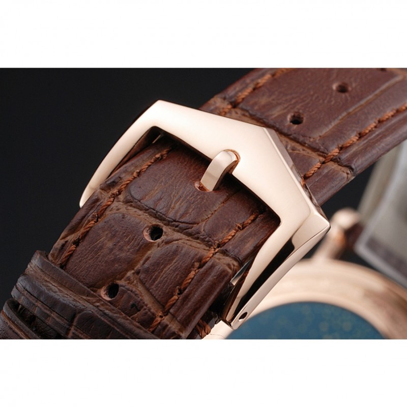 Patek Philippe Perpetual Calendar Retrograde Date White Dial Engraved Rose Gold Case Brown Leather Bracelet 1454148-6