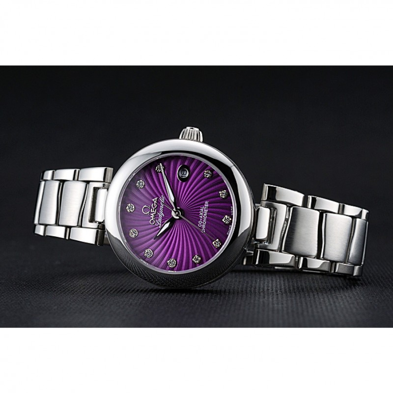 Omega Ladymatic Purple Dial Stainless Steel Bracelet 622459-4