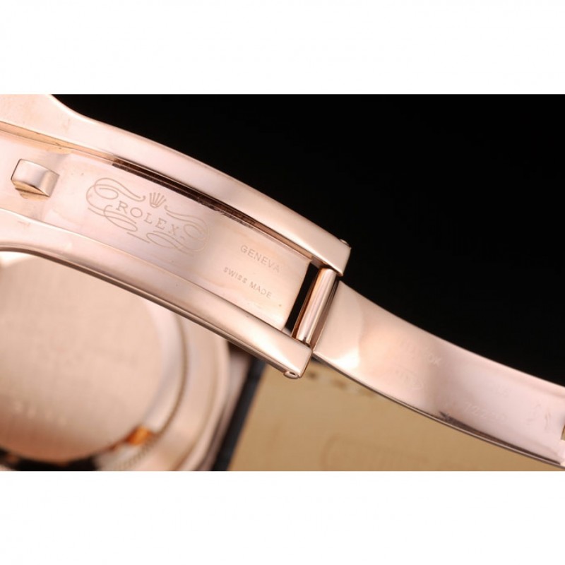 Rolex Daytona Rose Gold Case Black Dial Black Leather Strap-6