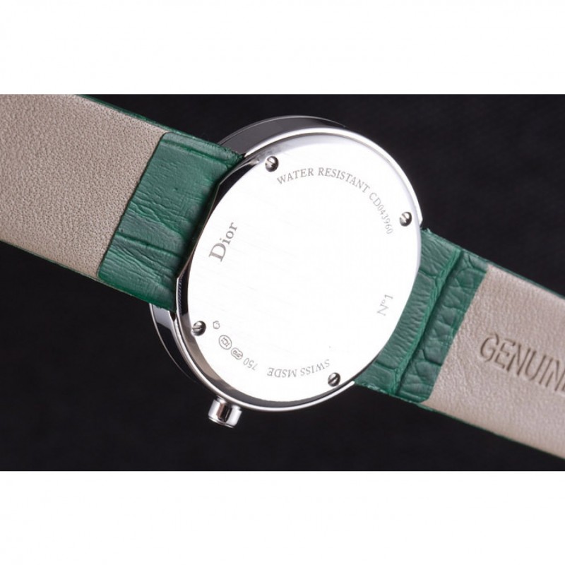 Best Replica Watches La D de Dior Green Leather Strap with White Dial 621507-8