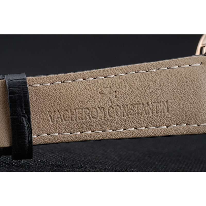 Vacheron Constantin Patrimony Power Reserve Black Dial Rose Gold Case Black Leather Bracelet 1454265-6