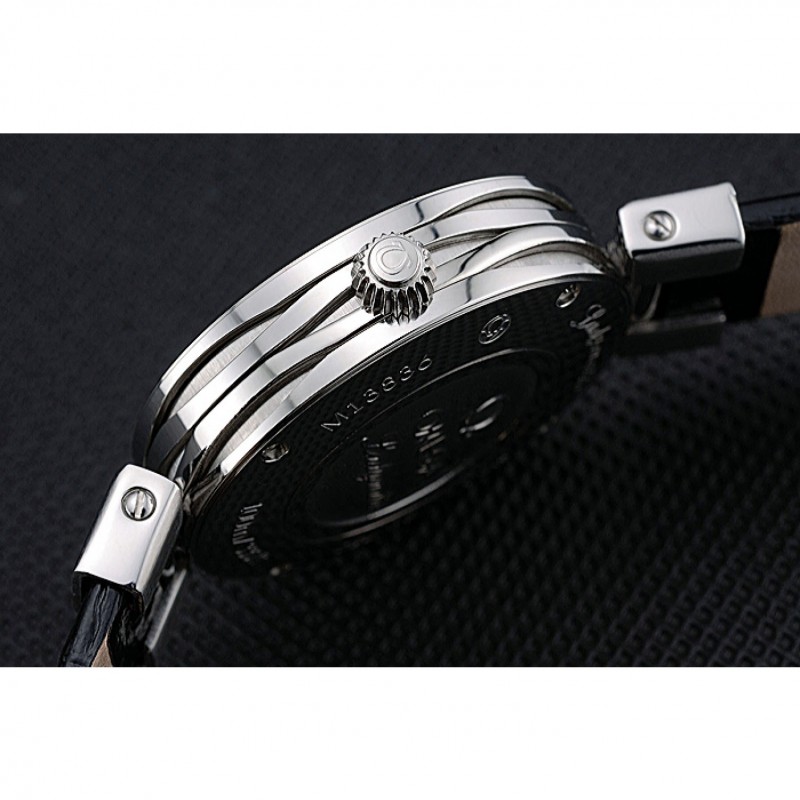 Cheap Replica Watches Omega Ladymatic Black Dial Black Leather Bracelet 622458-8