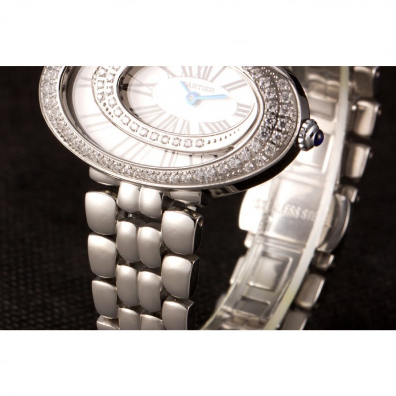Best Cartier Baignoire Hypnose White Dial Diamonds Steel Case Steel Bracelet-5